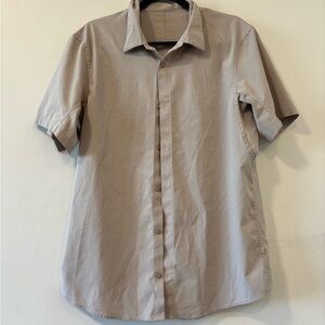 Lululemon Airing Easy Performance Shirt Men Large Beige Athletic Casual Summer